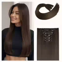 Extensions Clip in 6 Stück Glatt Lang Synthetisch 61 cm Kast 1 st