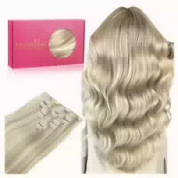 Haarverlängerung Clip in Echthaar 18p613 Ascheblond Blond 25 1 st