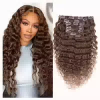 Extensions Clip in Echthaar 60cm 8pcs 120g 24 Inch Dunkel Br 1 st