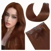 Extensions Clip Echthaar Auburn 55cm 55cm 7pcs 4 3#33 Invisi 1 st