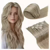 Extensions Clip in Echthaar 60cm Glatt Goldbraun 70 cm Goldb 1 st