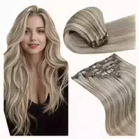Clip Extensions Echthaar Remy Blond Platinblond 40cm 40cm 5p 1 st