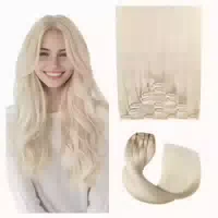 Extensions Clip in Echthaar Remy 120g 7 Stück 35cm #60 Plati 1 st