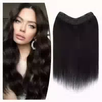 Extensions Clip in Echthaar Remy 5 Clips 75 g 55 cm Schwarz 1 st