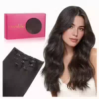 Extensions Clip in Echthaar Remy 5pcs 40cm 75g #2 Dunkel Bra 1 st