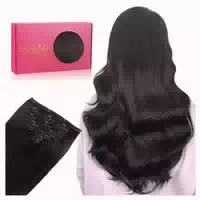 Extensions Clip in Echthaar Remy 7pcs 55cm 70g #1b Natürlich 1 st