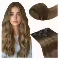 Extensions Clip in Echthaar Remy Aschiges 55cm 105g 1 4#6 8 1 st