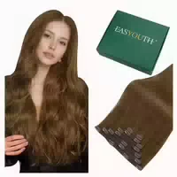 Extensions Clip Echthaar Remy Glatt Braun 40cm 7pcs 1 3 Cp # 1 st