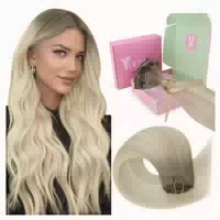 Extensions Clip Echthaar Remy Ombre Aschblond 1 Clip 3 #sun 1 st