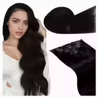 Extensions Clip in Echthaar Schwarz 45cm Glatt 7pcs 45cm 7pc 1 st
