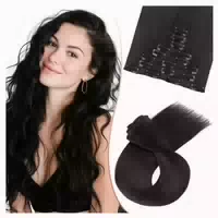 Extensions Clipin 8pcs 130g Kunstfaser Gerade 45 cm #1b Dunk 1 st