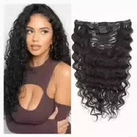 Extensions Clipin Echthaar Curly 60cm 24 Inch Natürliches Sc 1 st