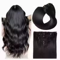 Extensions Clipin Echthaar Remy Doppelt 35cm 70g #1 Tief Sch 1 st