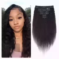 Clip in Extensions Echthaar Menschenhaar 35cm 70g #2 Dunkel 1 st