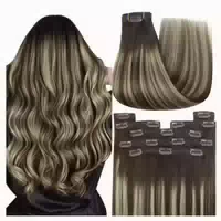 Extensions Clip in Echthaar Ombre Braun 1 Clip 1 #2 2 6 35 C 1 st