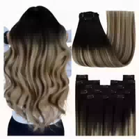 Extensions Echthaar Clipin Balayage Ombre 1 Clip 2 #1b 4 27 1 st
