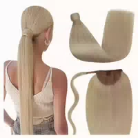 Extensions Echthaar Pferdeschwanz Remy Hellblond Glatt 35 cm 1 st