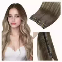 Tressen Echthaar Extensions Braun 45cm 50g 1 4 Butterfly Wef 1 st