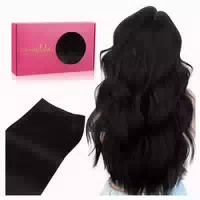 Extensions Echthaar Tressen Remy 45cm 90g 4 Weft#1 Tief Schw 1 st
