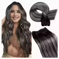 Extensions Echthaar Tressen Weft Ombre 50cm 100g 4 3 Weft #1 1 st