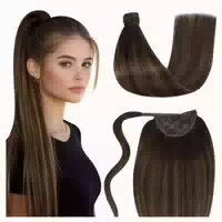 Extensions Echthaar Zopf Pferdeschwanz Balayage Braun 50 cm 1 st