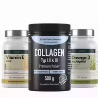 Exvital Daily Nutrition Set Collagen Pulver, Omega 3 & Vitamin E Kapseln