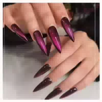 Fake Nails Stiletto Long Cat Eye Lila Magnetic Nagelkleber A 1 st