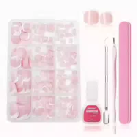 Falsche Fußnägel 240 Stück Kit Französisch Rosa French 1 g 1 st