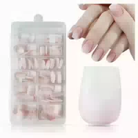 Falsche Nägel 168 Tips Französisch Weiß Rosa Short Square Fr 1 st