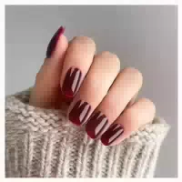 Falsche Nägel 24 Pcs Press On Kleber Tips Nagelkunst Weinrot 1 st