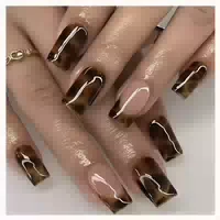 Falsche Nägel French Tip Press On Leopard Print 24er Square 1 st