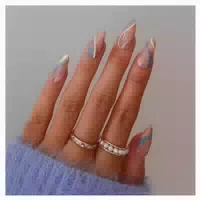 Falsche Nägel Acryl Rosa Mandel Aufkleben 24pcs Schwarzes He 1 st