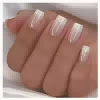 Falsche Nägel Mittel Eckig French Acryl Glitzer Rosa Weiß Fa 1 st