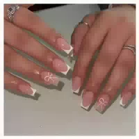 Falsche Nägel Press On Full Cover Tips Weiß French Bow 1 ml 1 st
