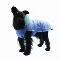 Fashion Dog Hunde Steppmantel mit Kunstpelz Futter Azzurro 30 cm