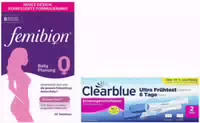 Femibion 0 Babyplanung 56 Tabletten Clearblue Schwangerschaftstest Frühe Erkennung 2 Stück