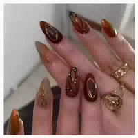 Fingernägel 24er Caramel Kurz Eckig Gold 2caramel&butter 1 st
