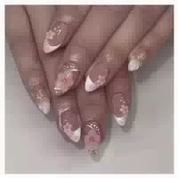 Künstliche Fingernägel Kurz Almond Braun Marmor 3d French Yh 1 st