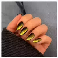 Fingernägel Press On Cat Eye French Tip Glitzer Kurz 30er Om 1 st