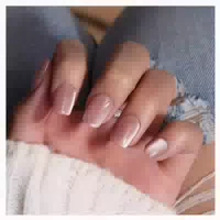 Press On Nails Kurz Eckig Cat Eye Jelly Gel 30 Stück Nacktro 1 st
