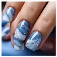 Fingernägel Square Kurz Glitzer Blau Klebenägel 24 Stück Blu 1 st