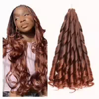 Flechthaar French Curl 60cm Crochet Braids 3 Pack Auburn Bis 1 st