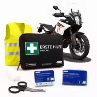 Motorrad Erste Hilfe Tasche nach Din 13167, mit Warnweste, Schwarz