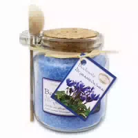 Badesalz Wildrose mit Bio Schafmilch Glas mit Holzlöffel
