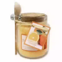 Florex Badesalz im Glas mit Holzlöffel, Orange
