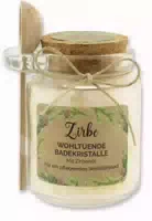 Florex Badesalz Zirbe Grob mit Schafmilch im Dekorativen Glas mit Holzlöffel