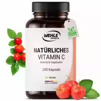 Wehle Sports Vitamin C Kapseln Hochdosiert 240 Kapseln Acerola & Hagebutten Extrakt