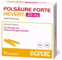 Folsäure Forte Hevert 20 mg Injektionslösung 10 X 2 ml
