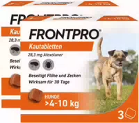 Frontpro Kautablette 3 stk gegen Zecken und Flöhe für Hunde >4 10kg 3 st Kautabletten