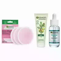 Garnier Gesichtspflegeroutine – Argan Creme Hyaluron Serum Abschminkpads
